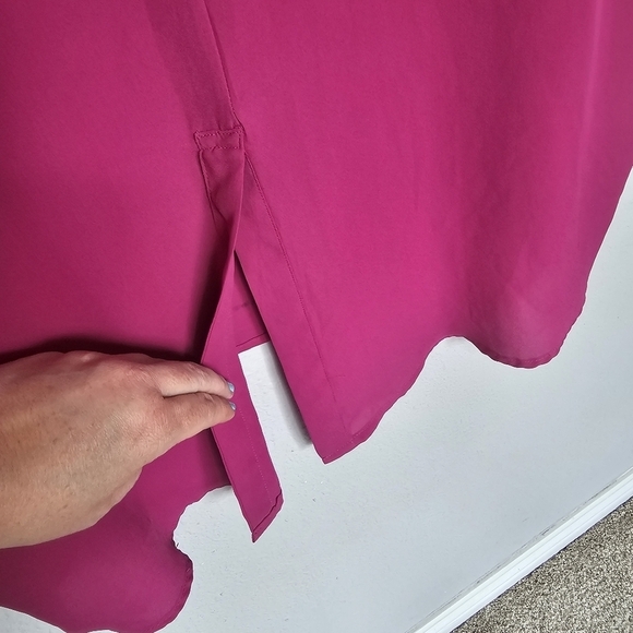 Lane Bryant Pink Black Hi Lo Tunic Blouse Shiny Plus Size 18/20 - Picture 12 of 13